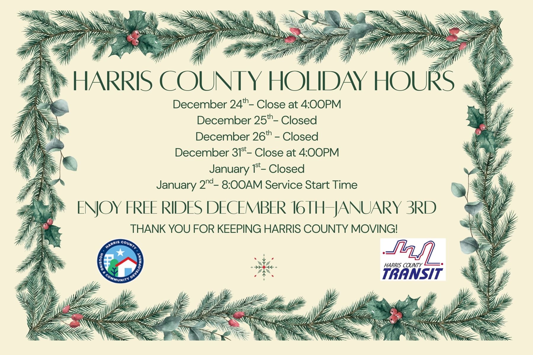 Holiday Hours